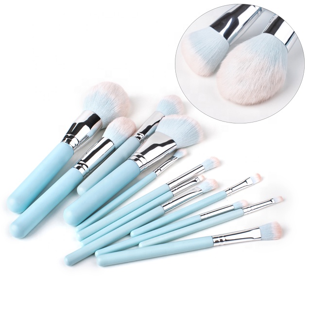12 pcs blue eyeshadow brush kabuki brush eyebrow brush set