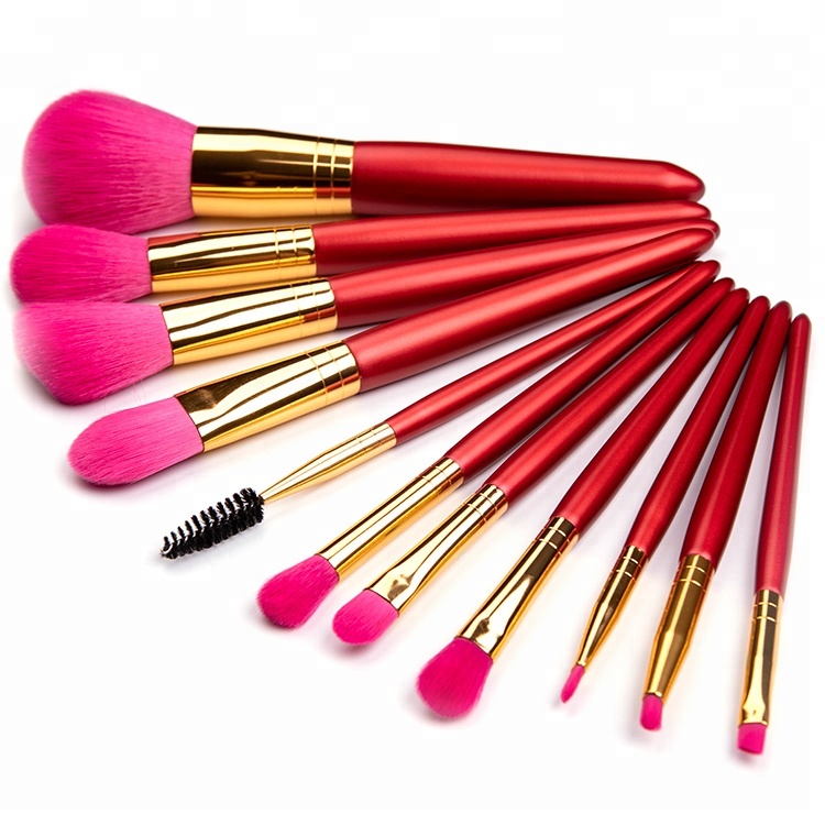 11 pcs red Angled Cheek Brush lip brush set