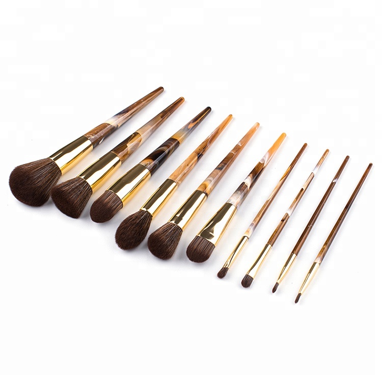 10 pcs marble plastic handle brush set