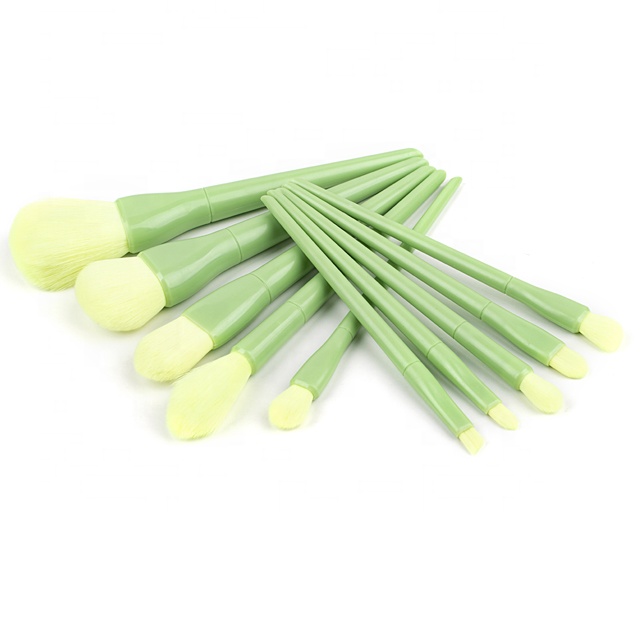 10 pcs green color makeup brush set