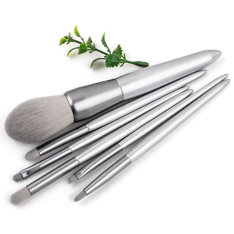 6 pcs silvery color makeup brush set