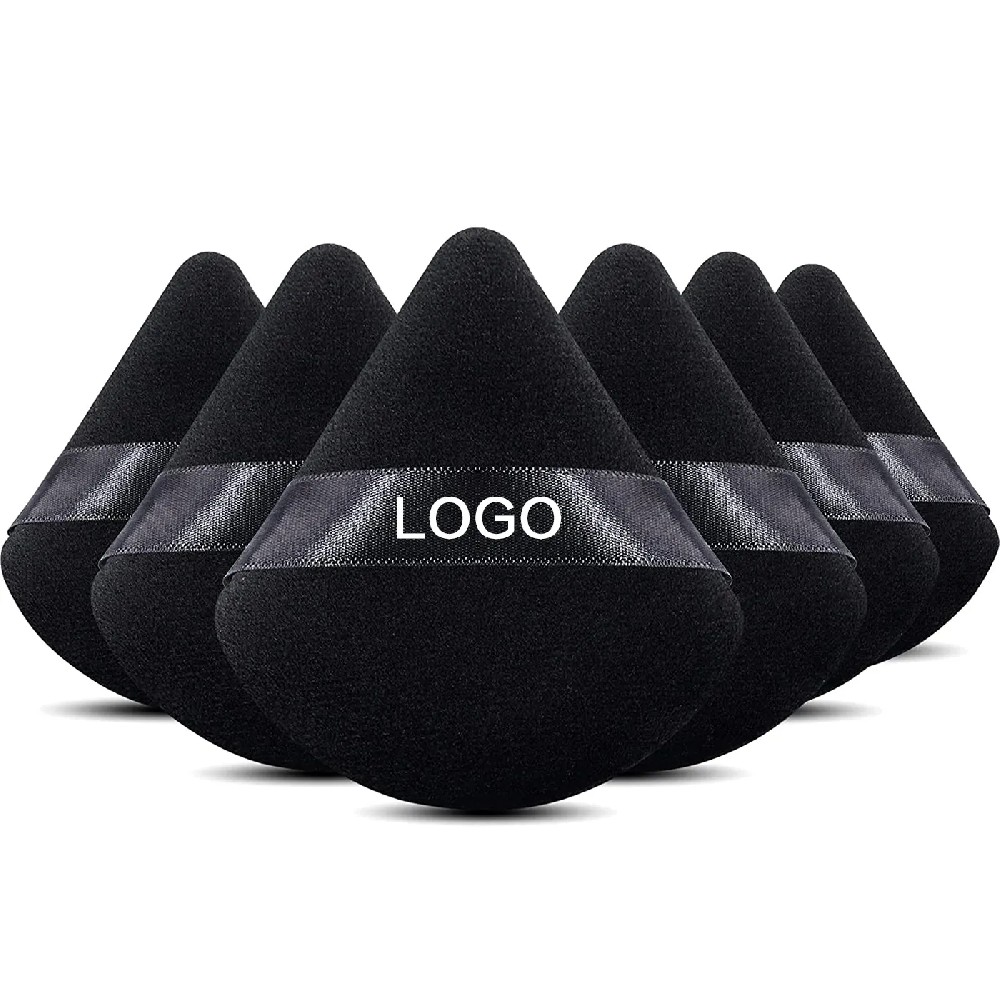 Black Soft Triangle Powder Puff Fluffy Soft Plush Makeup Loose Powder Puff Makeup for Foundation Bronzer Blusher
